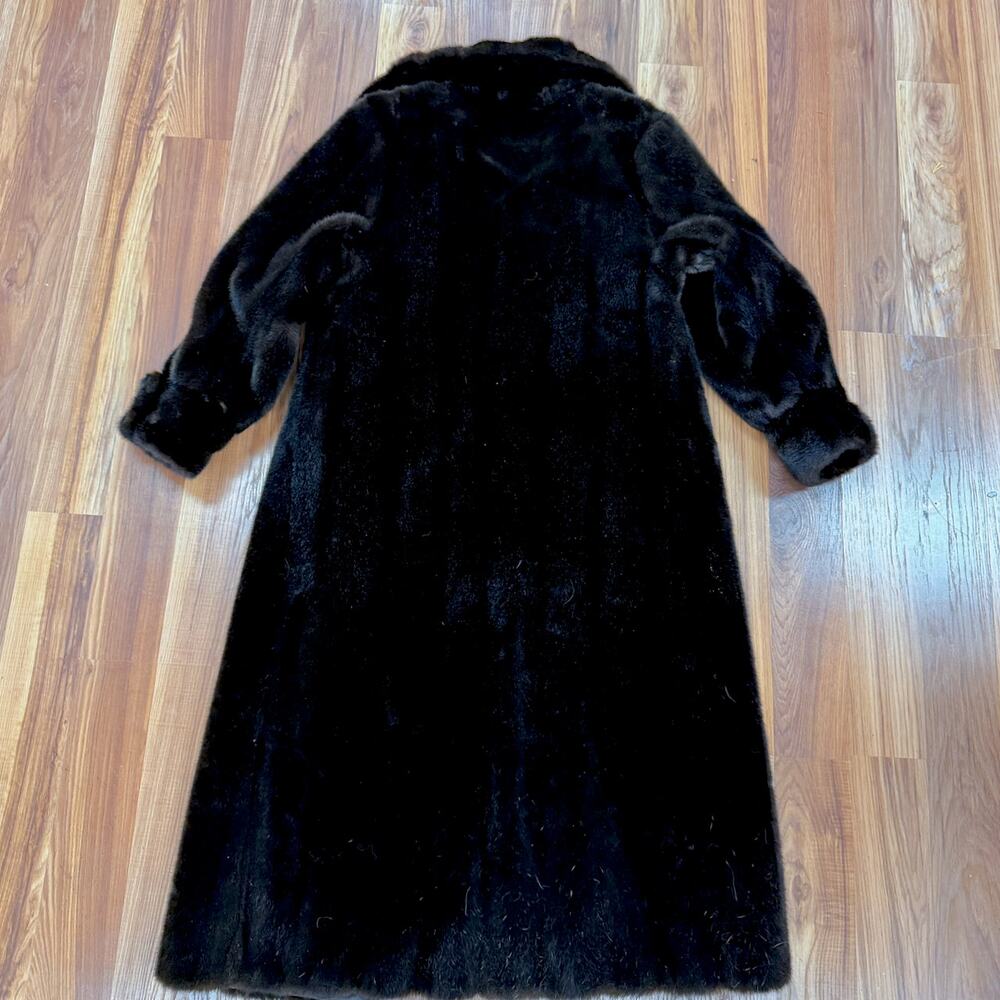 50s ASO Mrs Maisel Faux Fur Long Vintage USA Coat MED LG Quiet Luxury Old Money - Picture 13 of 13